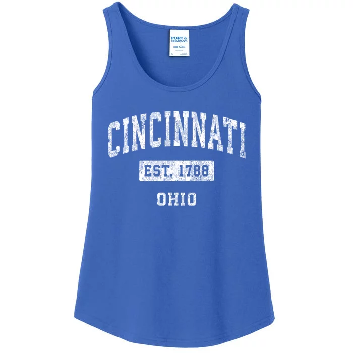 Cincinnati Ohio Oh Vintage Established Sports Ladies Essential Tank