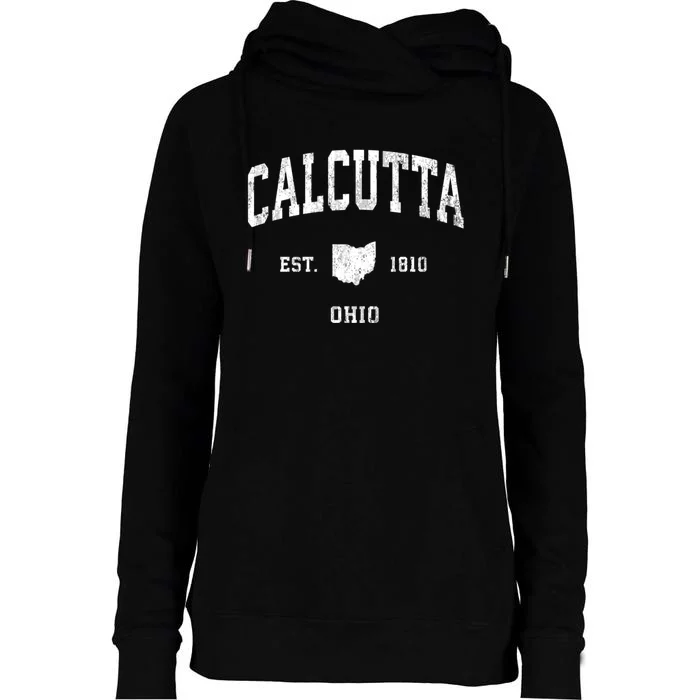 Calcutta Ohio Oh Vintage Athletic Sports Womens Funnel Neck Pullover Hood