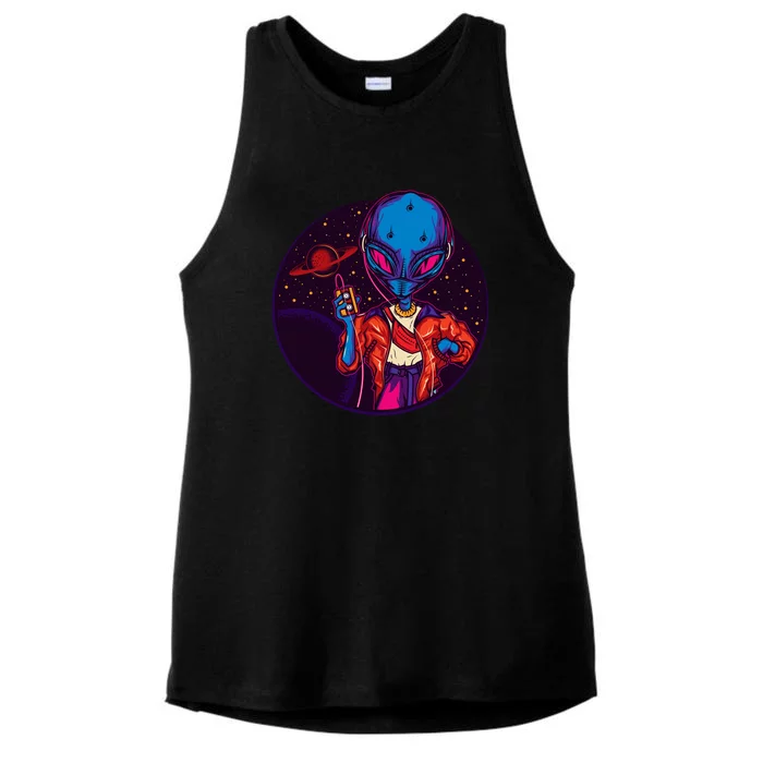 Cool Alien Headset Ladies Tri-Blend Wicking Tank