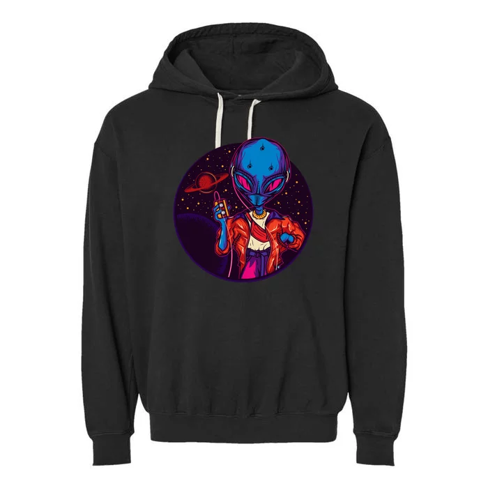 Cool Alien Headset Garment-Dyed Fleece Hoodie