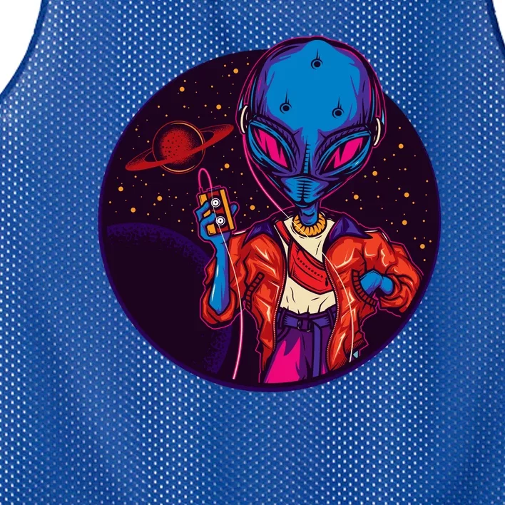 Cool Alien Headset Mesh Reversible Basketball Jersey Tank