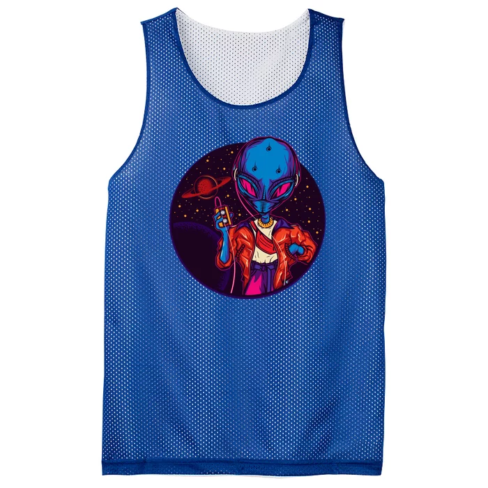 Cool Alien Headset Mesh Reversible Basketball Jersey Tank