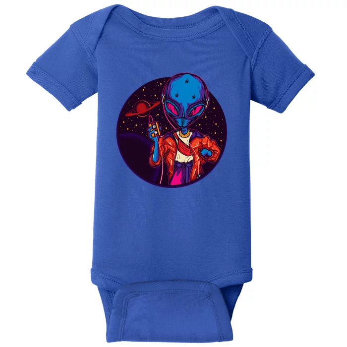 Cool Alien Headset Baby Bodysuit