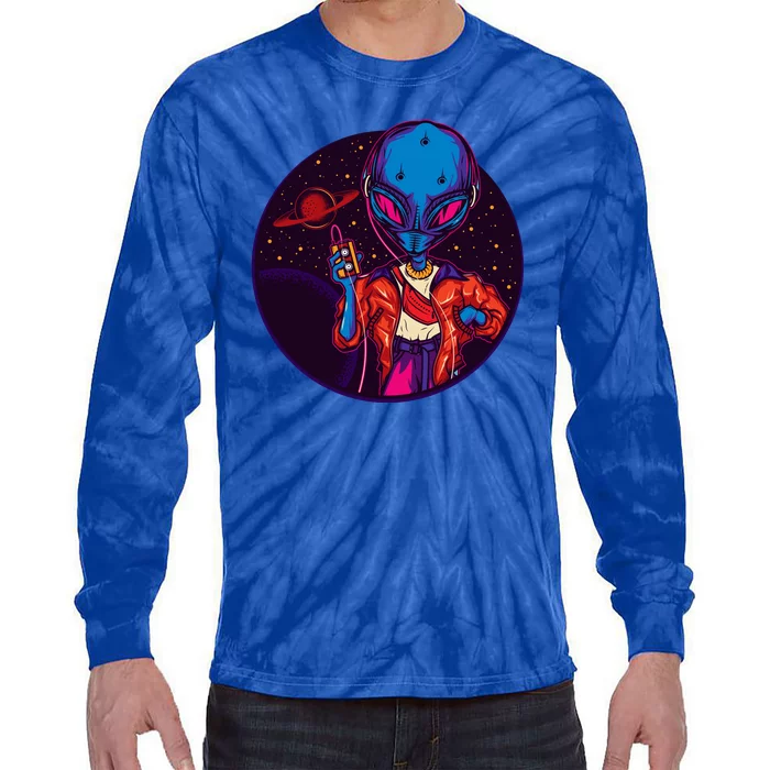 Cool Alien Headset Tie-Dye Long Sleeve Shirt