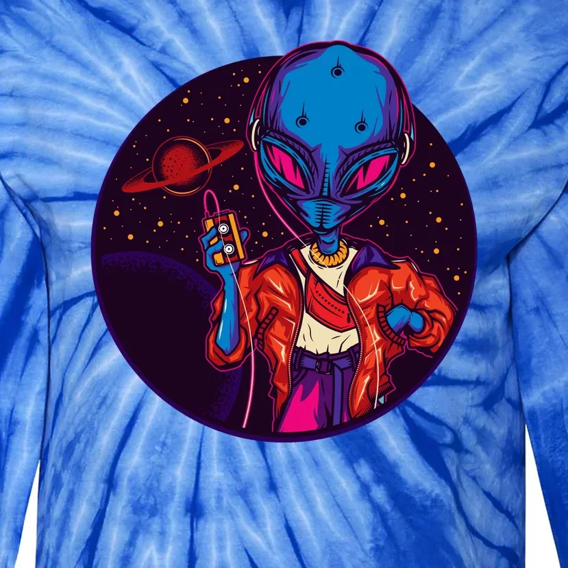 Cool Alien Headset Tie-Dye Long Sleeve Shirt