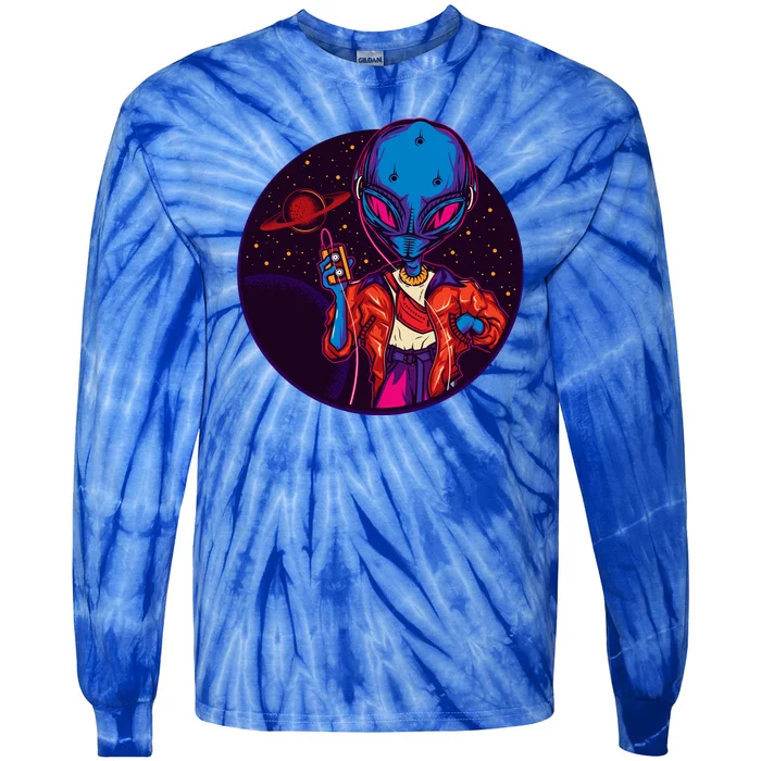 Cool Alien Headset Tie-Dye Long Sleeve Shirt