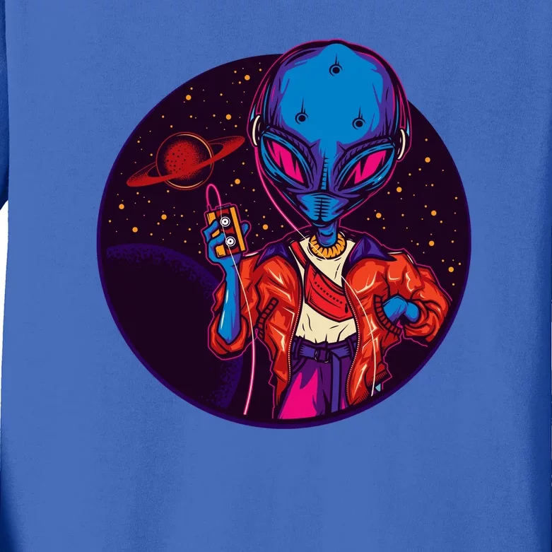 Cool Alien Headset Kids Long Sleeve Shirt