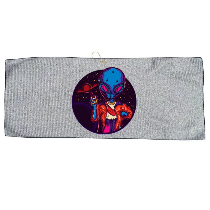 Cool Alien Headset Large Microfiber Waffle Golf Towel