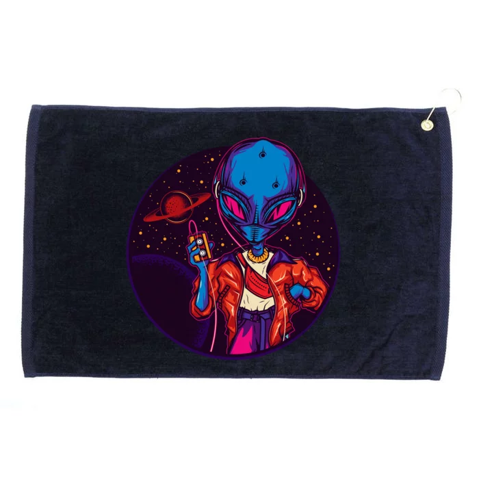 Cool Alien Headset Grommeted Golf Towel