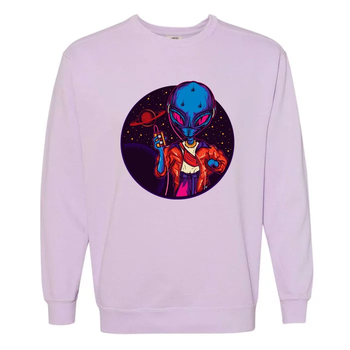 Cool Alien Headset Garment-Dyed Sweatshirt