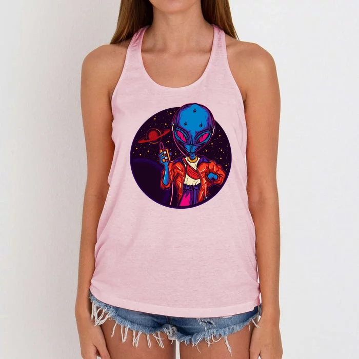 Cool Alien Headset Women's Knotted Racerback Tank