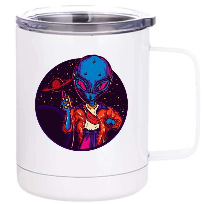 Cool Alien Headset Front & Back 12oz Stainless Steel Tumbler Cup