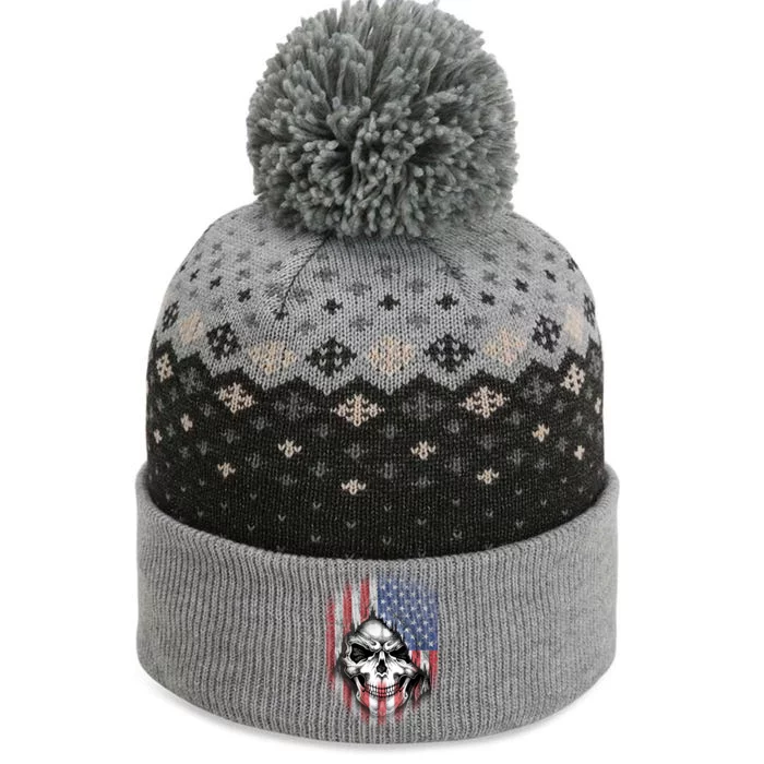 Cool American Flag Skull Graphic The Baniff Cuffed Pom Beanie