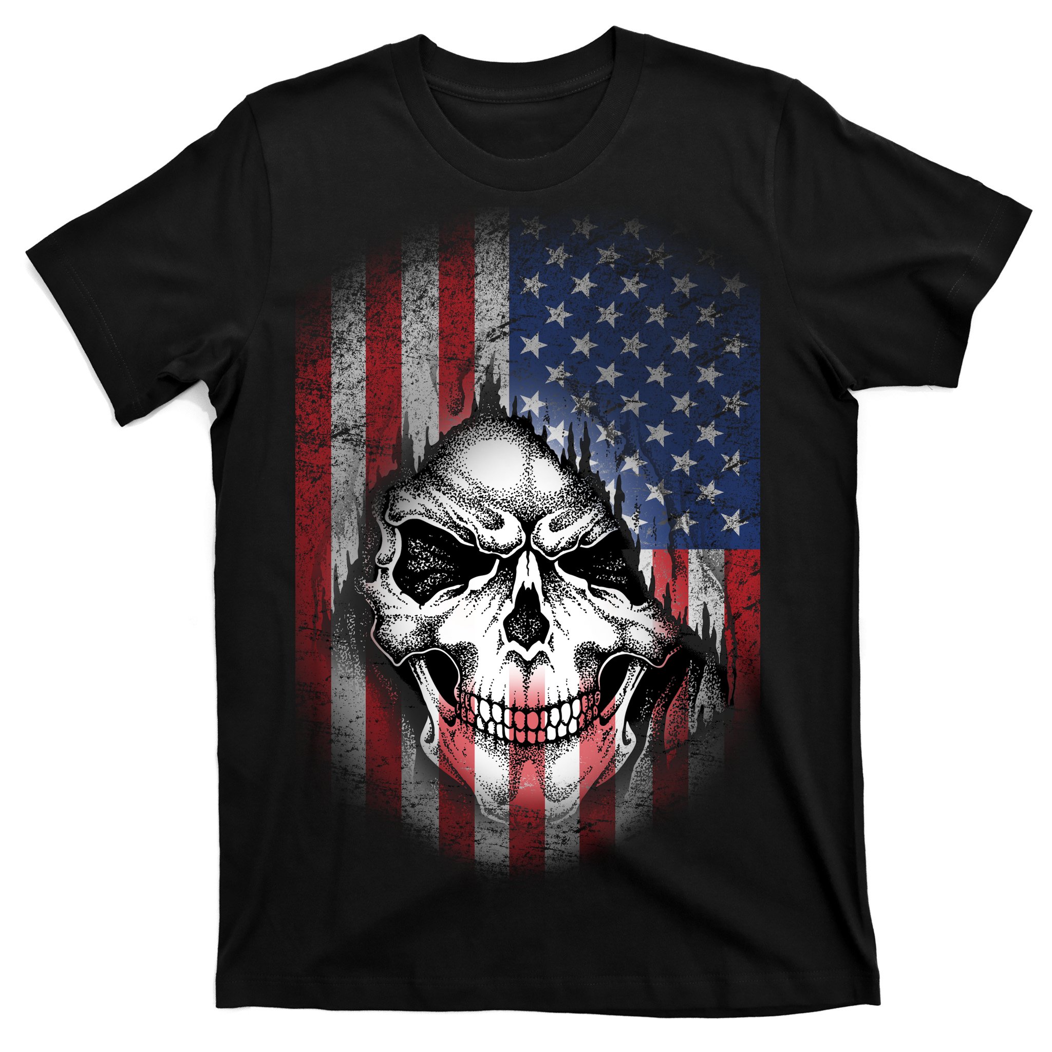 Cool American Flag Skull Graphic T-Shirt | TeeShirtPalace
