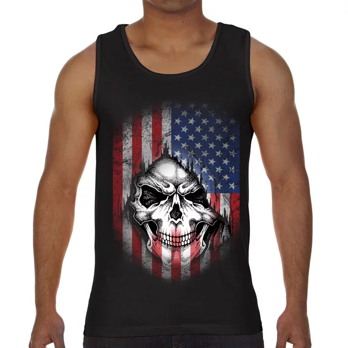 Cool American Flag Skull Graphic Comfort Colors® Tank Top