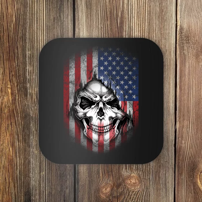 Cool American Flag Skull Graphic Coaster