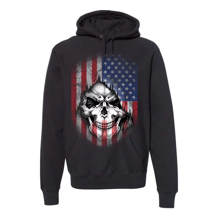 Cool American Flag Skull Graphic Premium Hoodie