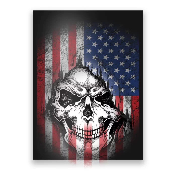 Cool American Flag Skull Graphic Poster