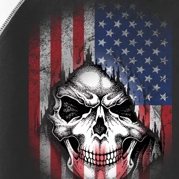 Cool American Flag Skull Graphic Toddler Fine Jersey T-Shirt