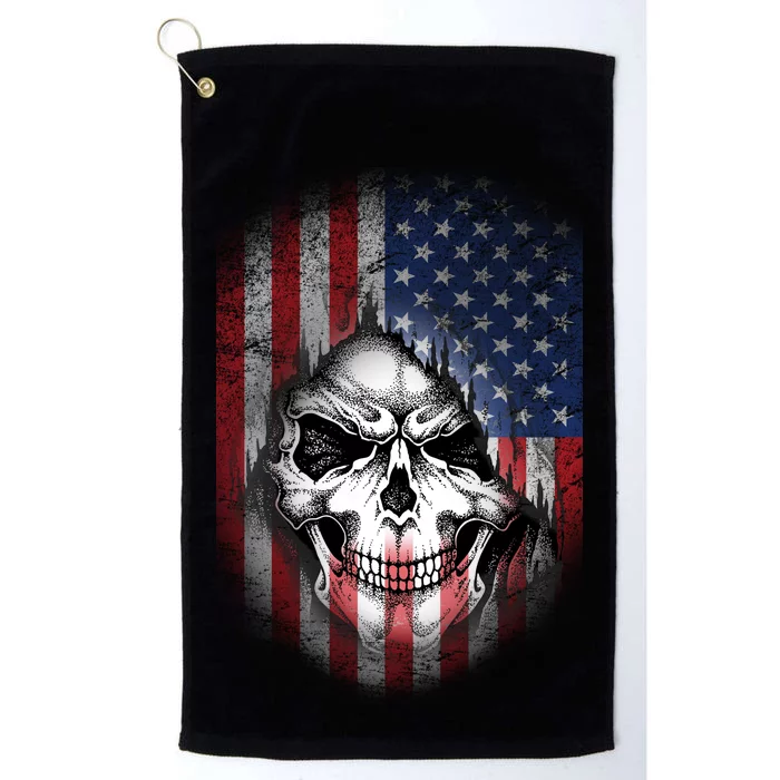 Cool American Flag Skull Graphic Platinum Collection Golf Towel