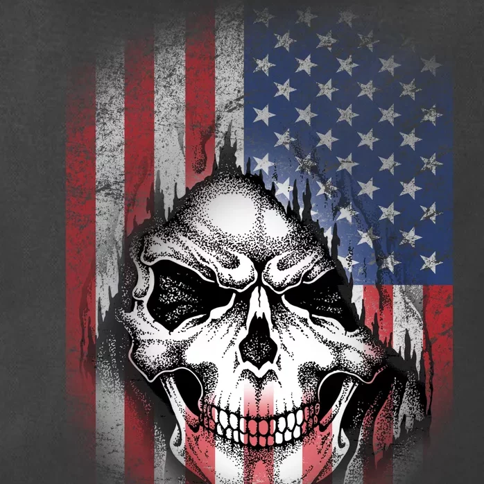 Cool American Flag Skull Graphic Zip Tote Bag