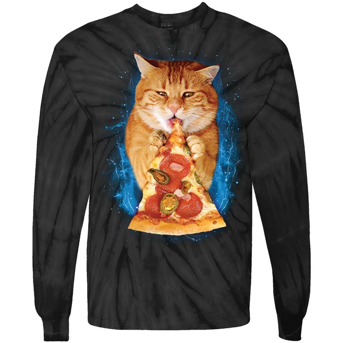 Cool and Funny Pizza Cat Tie-Dye Long Sleeve Shirt