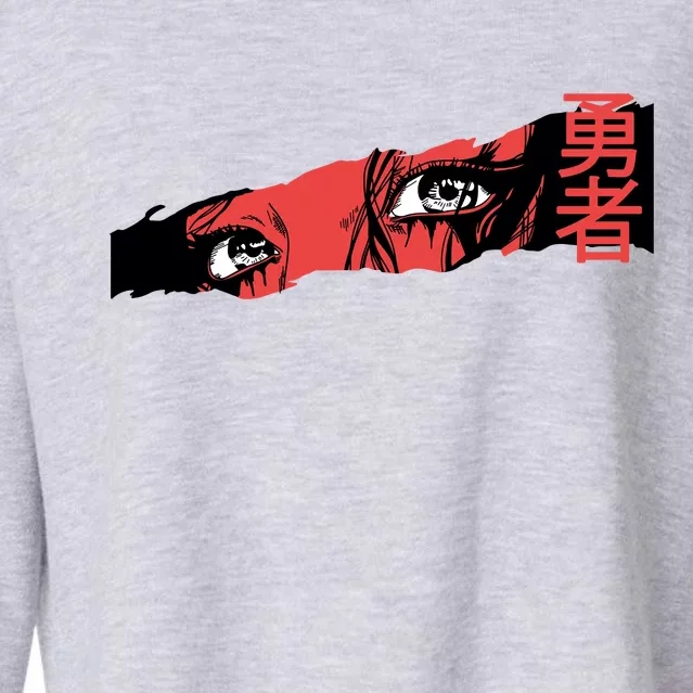 Cool Anime Style Eyes Cropped Pullover Crew