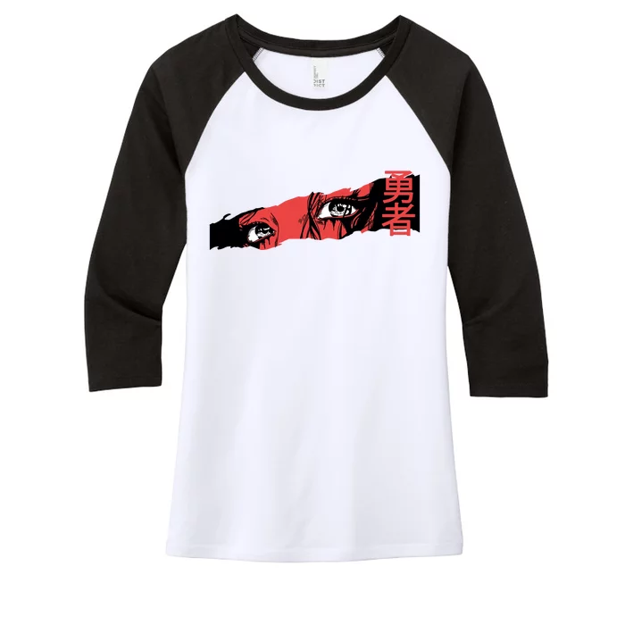 Cool Anime Style Eyes Women's Tri-Blend 3/4-Sleeve Raglan Shirt