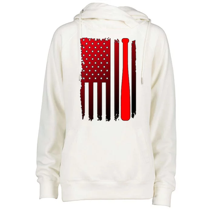 Cool Baseball Bat American Flag USA Womens Funnel Neck Pullover Hood