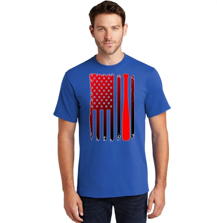 Cool Baseball Bat American Flag USA Tall T-Shirt