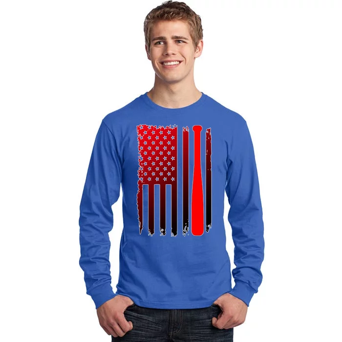 Cool Baseball Bat American Flag USA Tall Long Sleeve T-Shirt