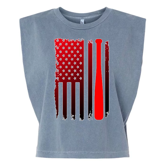 Cool Baseball Bat American Flag USA Garment-Dyed Women's Muscle Tee