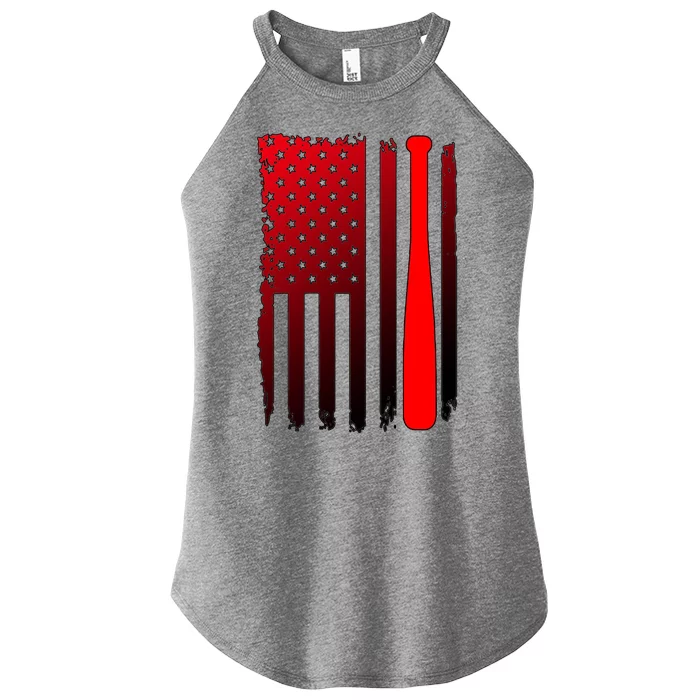 Cool Baseball Bat American Flag USA Women’s Perfect Tri Rocker Tank