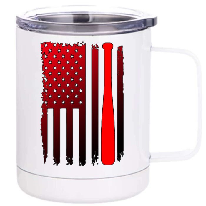 Cool Baseball Bat American Flag USA Front & Back 12oz Stainless Steel Tumbler Cup