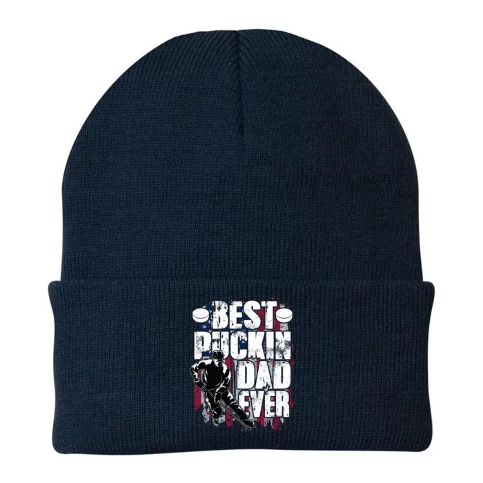 Cool Best Puckin Dad Ever Hockey Dad Knit Cap Winter Beanie