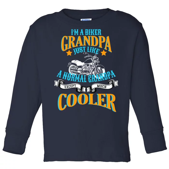 Cool Biker Grandpa Toddler Long Sleeve Shirt