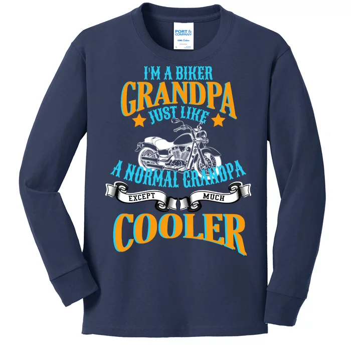 Cool Biker Grandpa Kids Long Sleeve Shirt