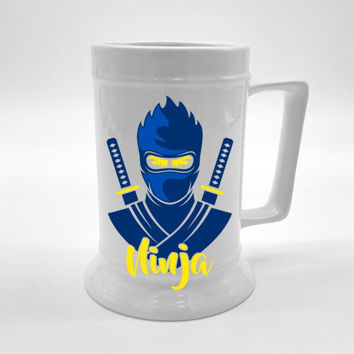 Cool Blue Ninja Front & Back Beer Stein