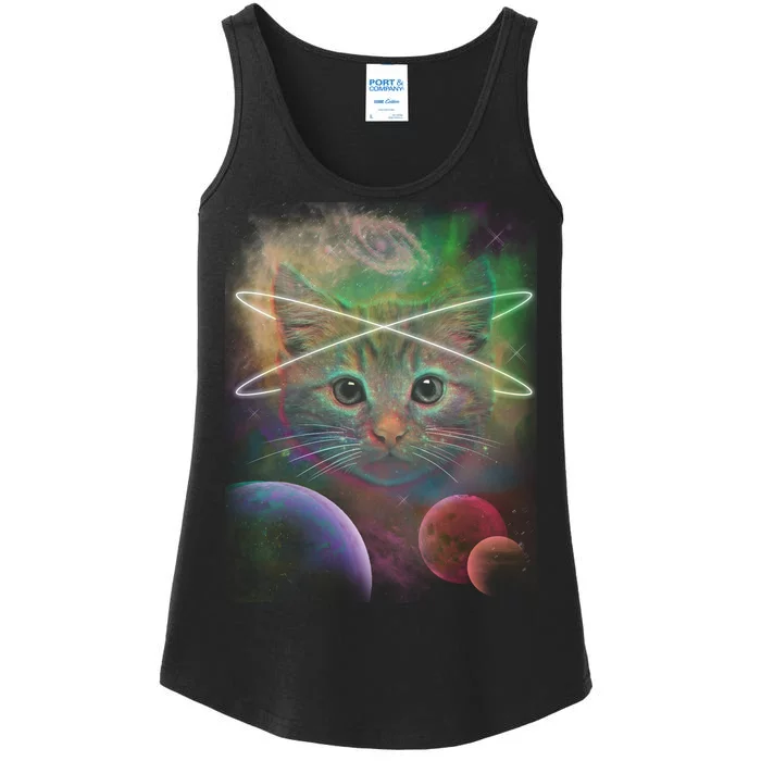 Cool Cat Nebula Space Universe Ladies Essential Tank