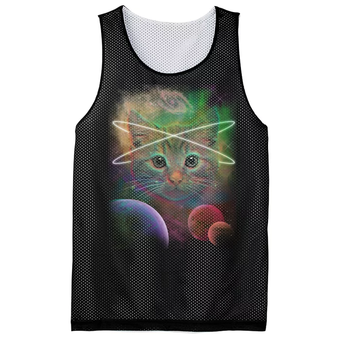 Cool Cat Nebula Space Universe Mesh Reversible Basketball Jersey Tank