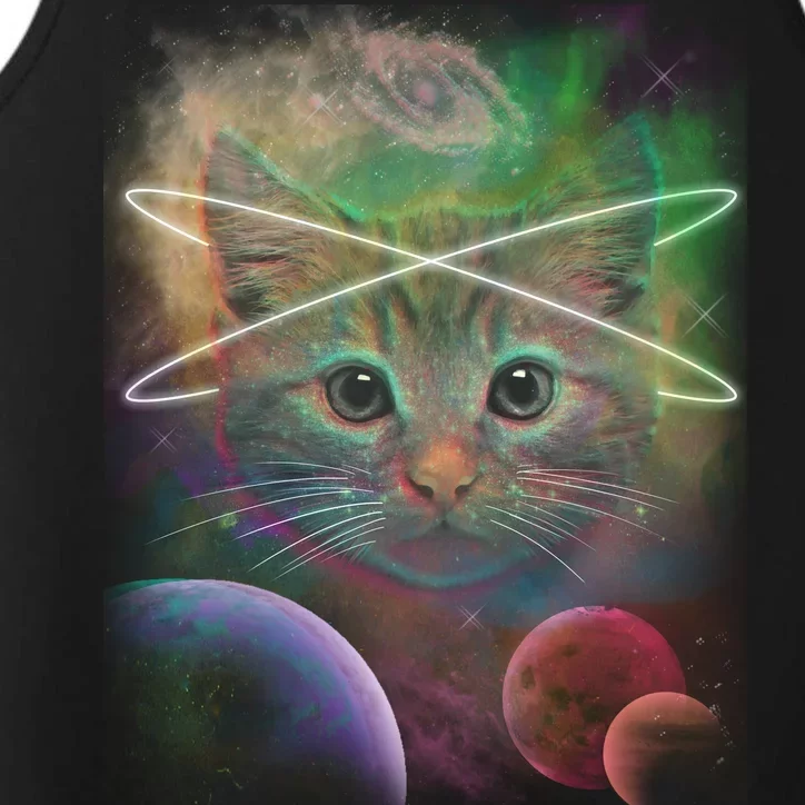 Cool Cat Nebula Space Universe Performance Tank