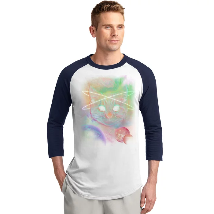 Cool Cat Nebula Space Universe Baseball Sleeve Shirt