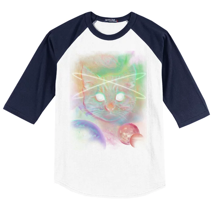 Cool Cat Nebula Space Universe Baseball Sleeve Shirt