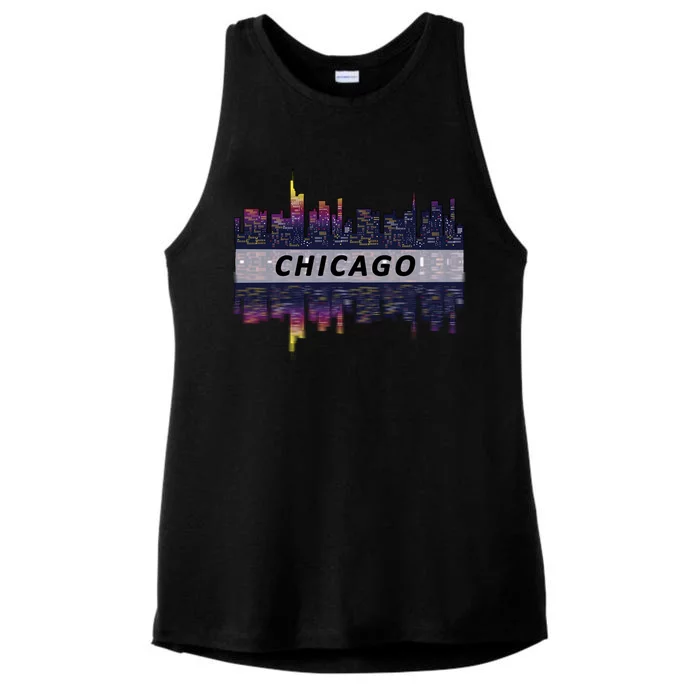 Cool Chicago Skyline Ladies Tri-Blend Wicking Tank