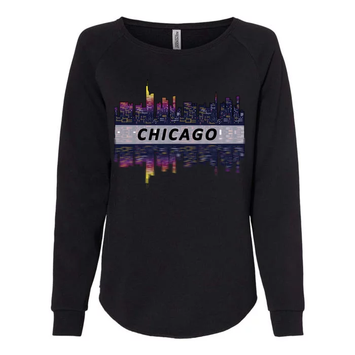 Cool Chicago Skyline Womens California Wash Sweatshirt