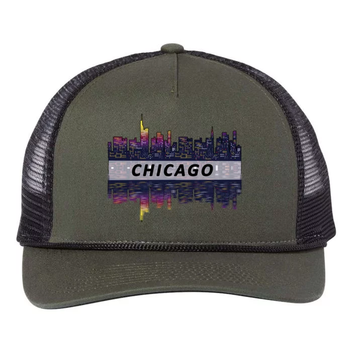 Cool Chicago Skyline Retro Rope Trucker Hat Cap