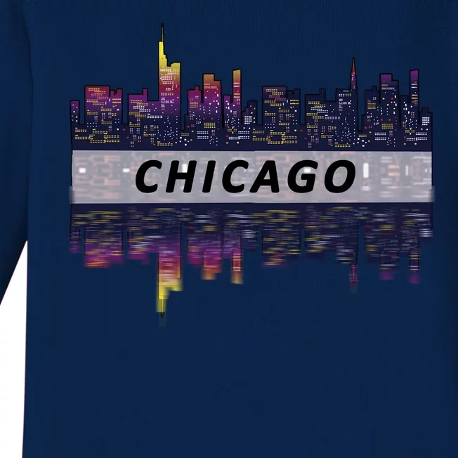 Cool Chicago Skyline Baby Long Sleeve Bodysuit