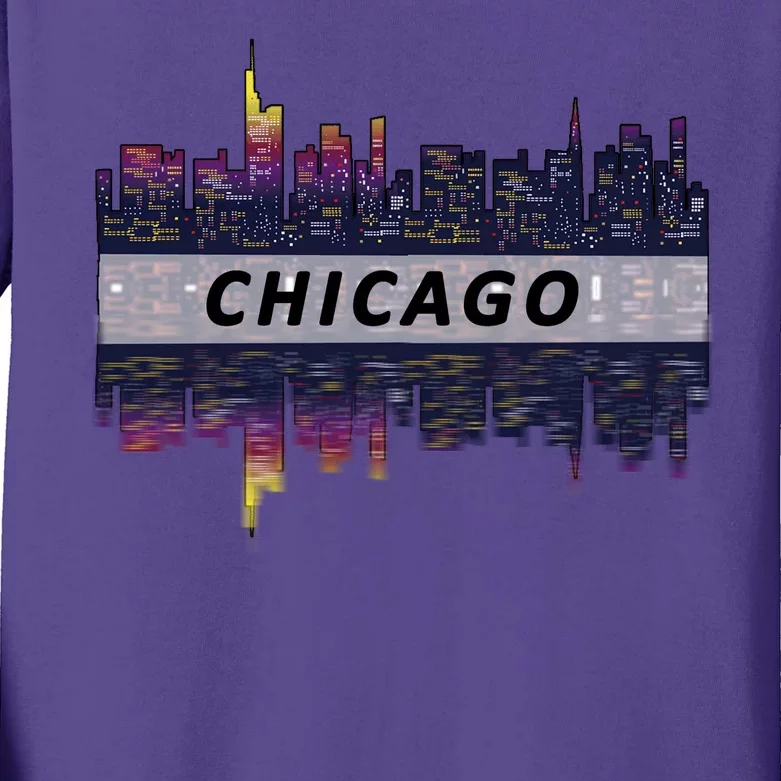 Cool Chicago Skyline Kids Long Sleeve Shirt