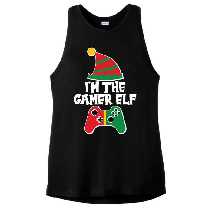 Cool Christmas I'm The Gamer Elf Ladies Tri-Blend Wicking Tank