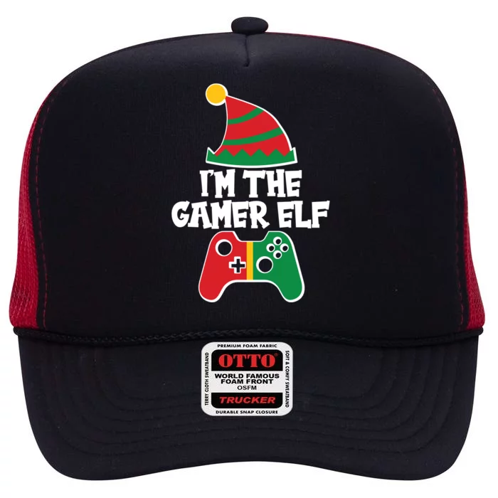 Cool Christmas I'm The Gamer Elf High Crown Mesh Trucker Hat